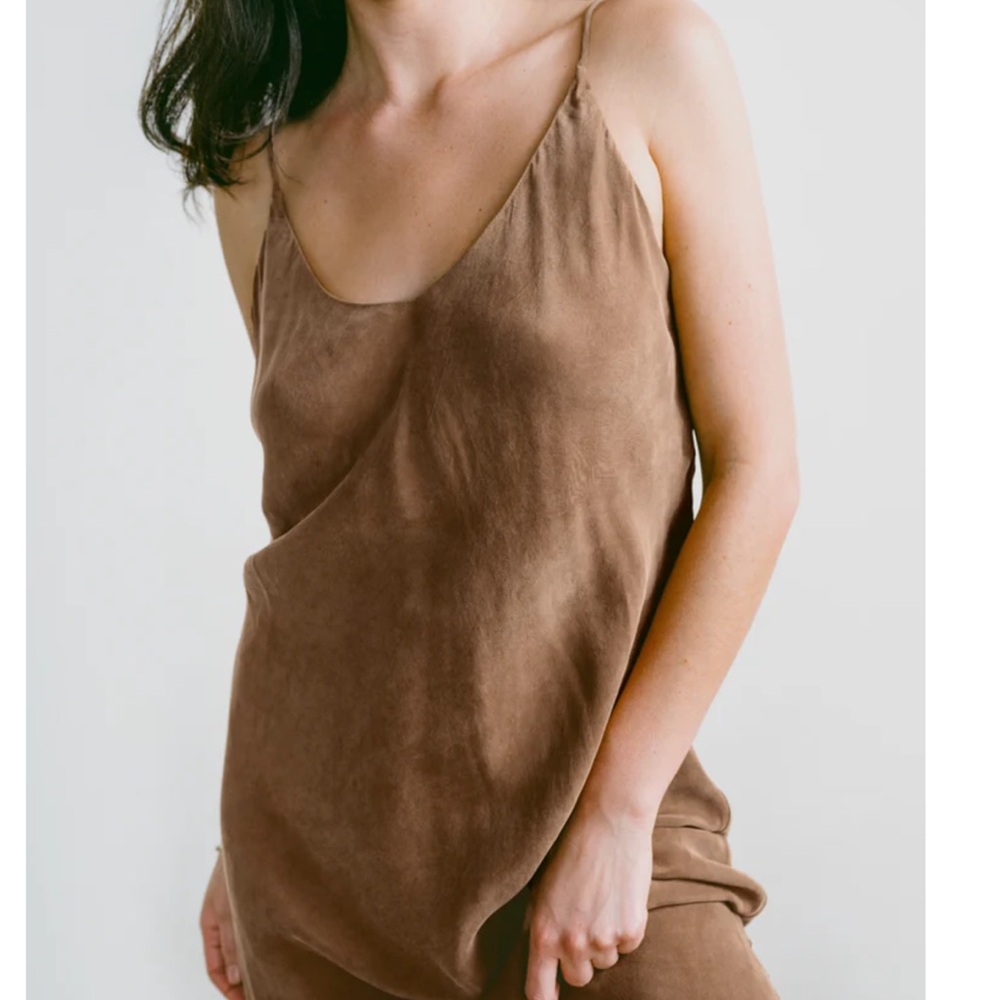 OZMA Anais Slip Dress in Almond, Japanese Cupro, size Medium